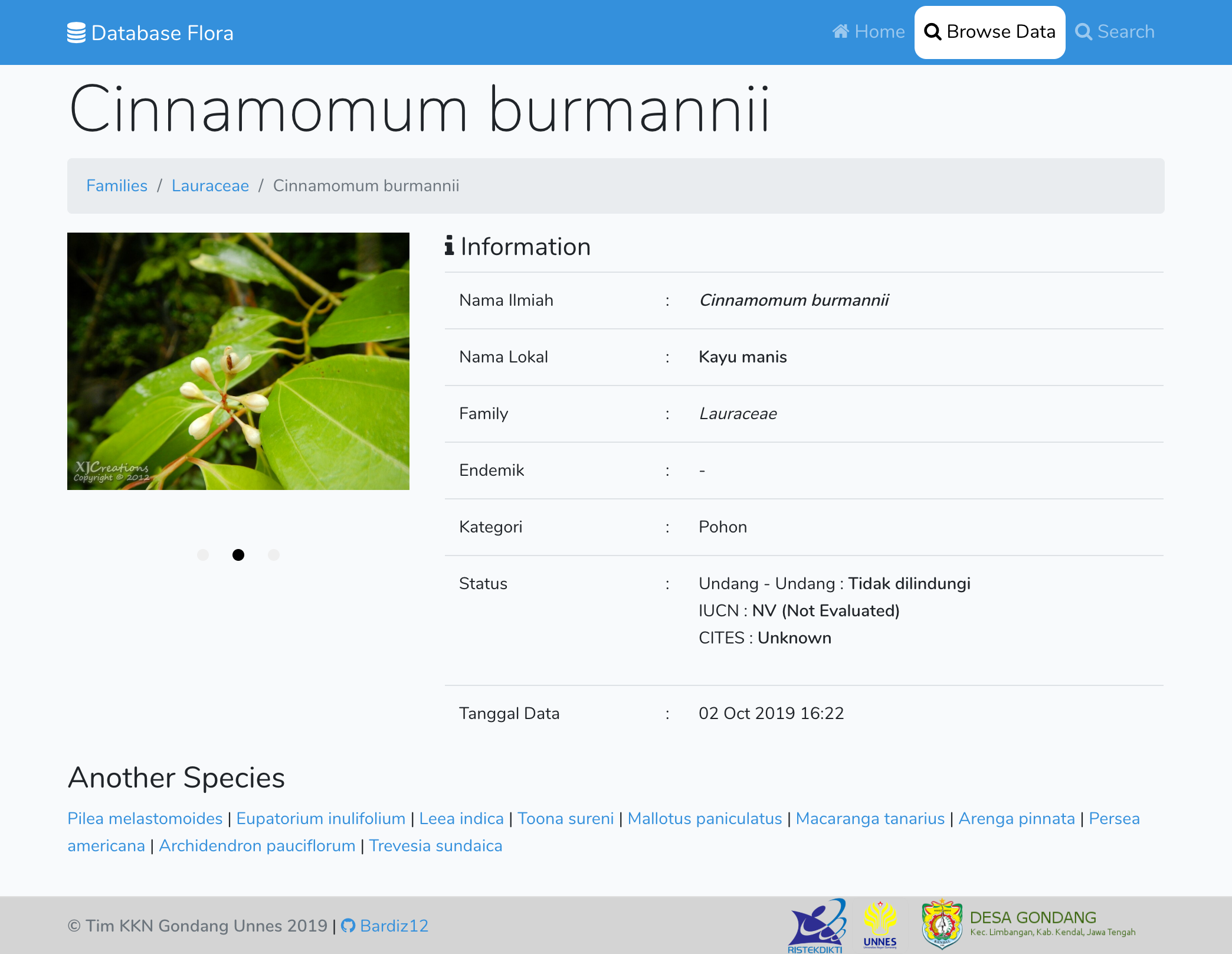 Gondang Flora Database